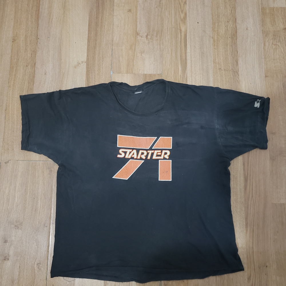 Unisex STARTER 71 Black and Orange Graphic Tee